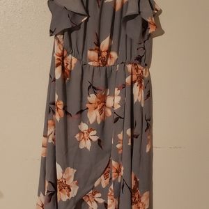 Casual grey flowered summer maxi